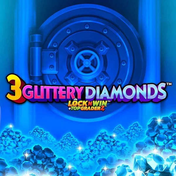 3 Glittery Diamonds slot logo by PearFiction Studios at Boomerang Casino