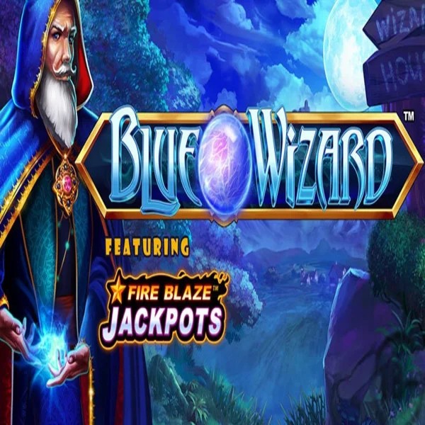 Blue Wizard Fire Blaze Jackpots slot icon by Rarestone Gaming, available at Boomerang Casino
