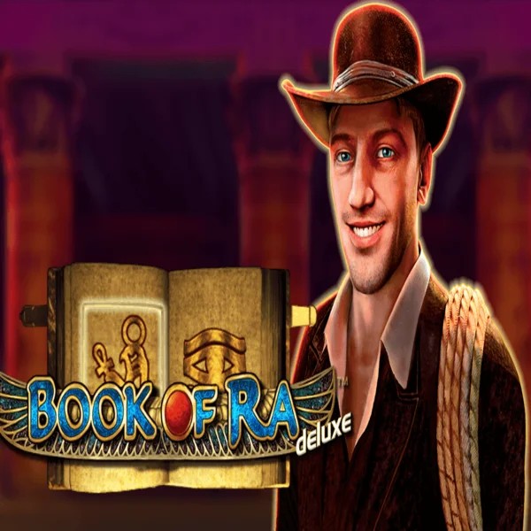 Book of Ra Deluxe online game logo by Novomatic on boomerangkazino.com